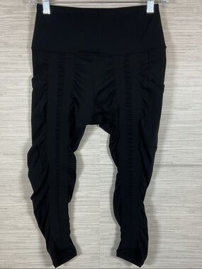 Sweetflexx Resistance Band With Pockets Capri Cropped Black Leggings Size 6
